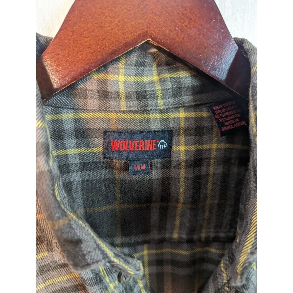 Wolverine Mens Plaid Flannel Long Sleeve Cotton Casual Button Up Shirt Medium - Picture 3 of 7